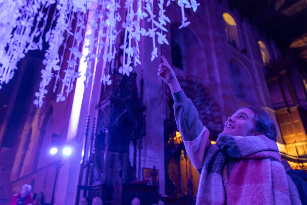 Peace Doves installation by Peter Walker Sculptor at St Albans Cathedral. Photo: Toby Shepheard