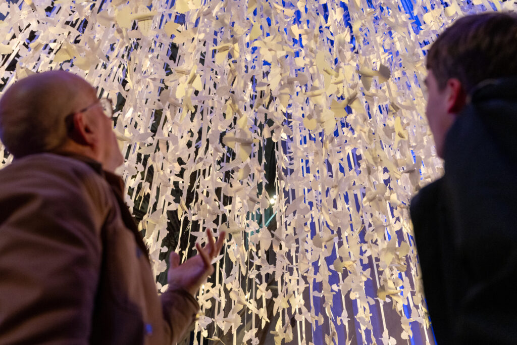 Peace Doves installation by Peter Walker Sculptor at St Albans Cathedral. Photo: Toby Shepheard