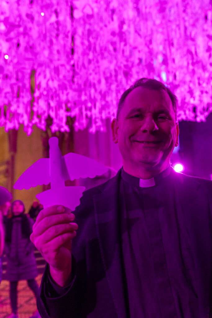 Peace Doves installation by Peter Walker Sculptor at St Albans Cathedral. Photo: Toby Shepheard