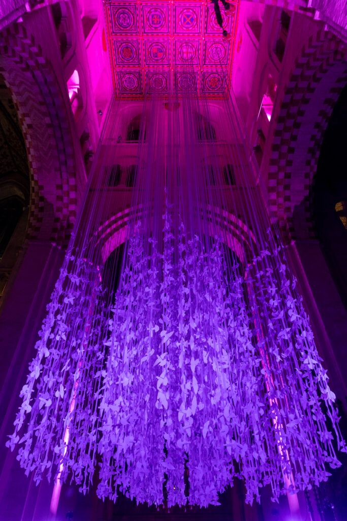 Peace Doves installation by Peter Walker Sculptor at St Albans Cathedral. Photo: Toby Shepheard