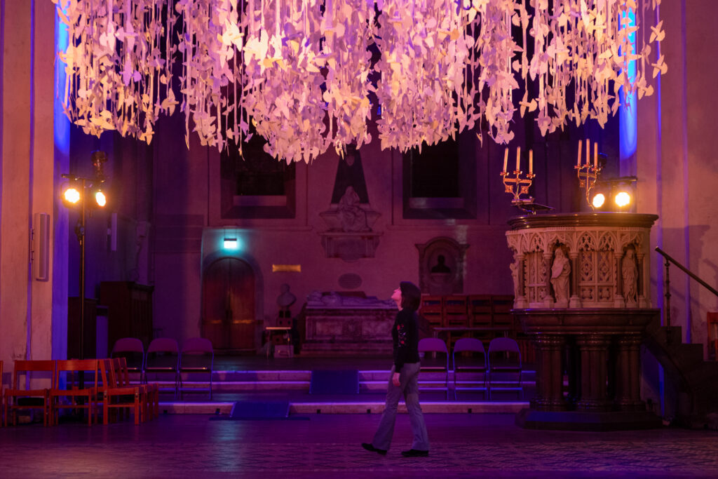 Peace Doves installation by Peter Walker Sculptor at St Albans Cathedral. Photo: Toby Shepheard