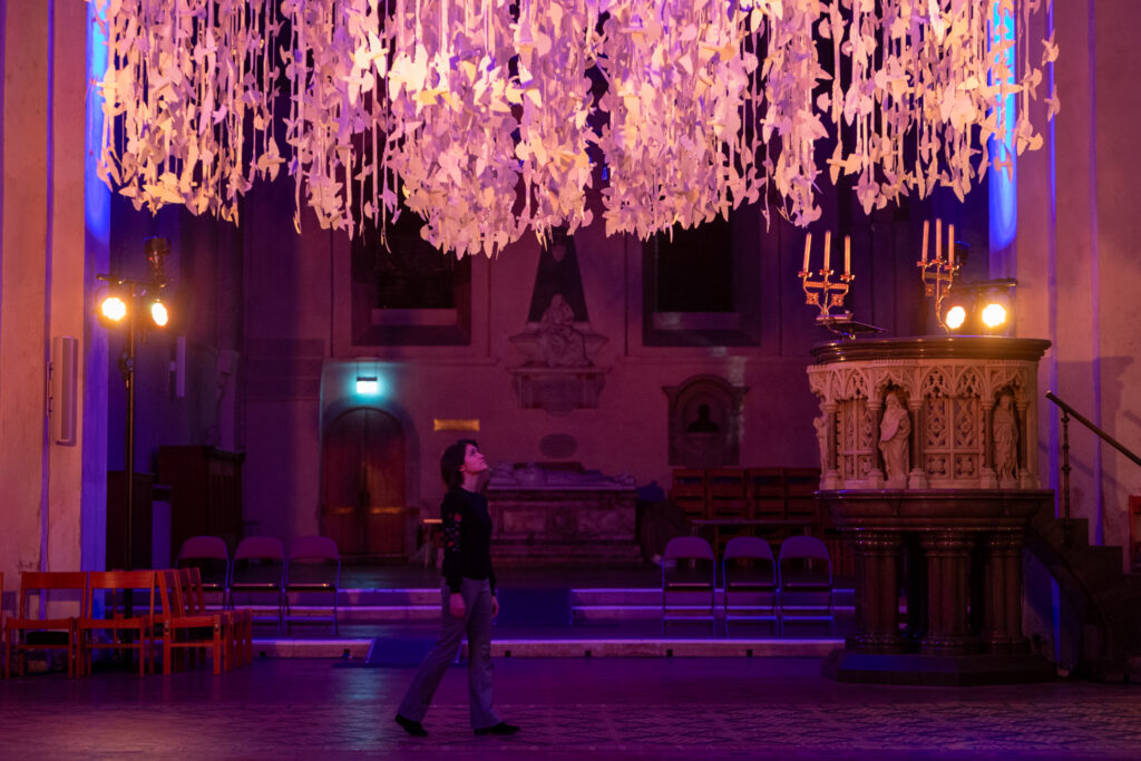 Peace Doves installation by Peter Walker Sculptor at St Albans Cathedral. Photo: Toby Shepheard
