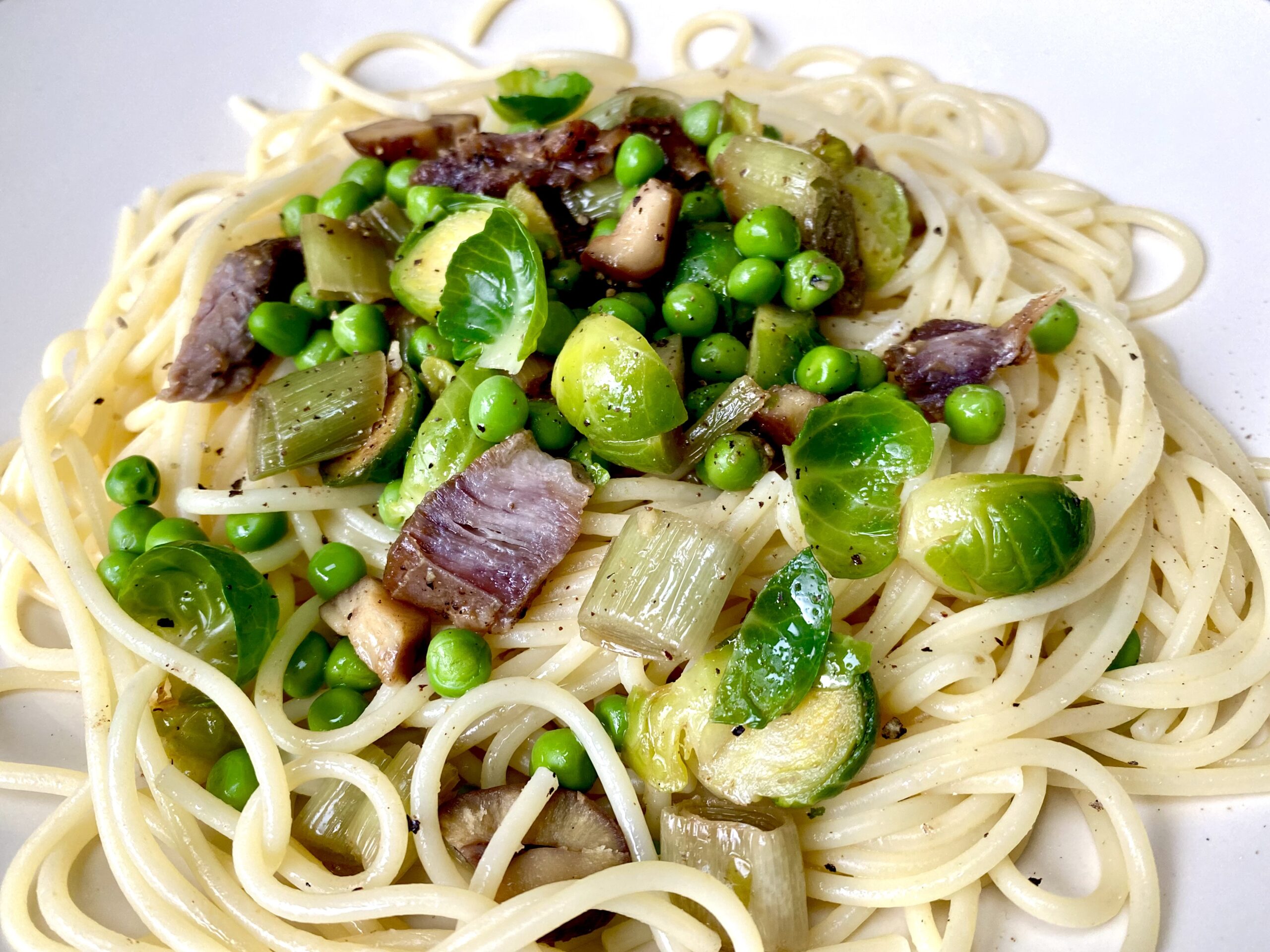 Use up your Christmas sprouts in a tasty pasta dish.