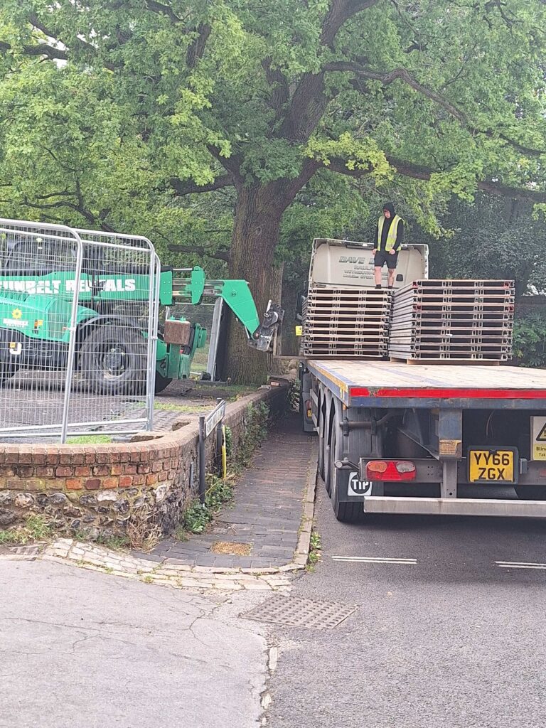 Truck movements at the Abbey Gateway.