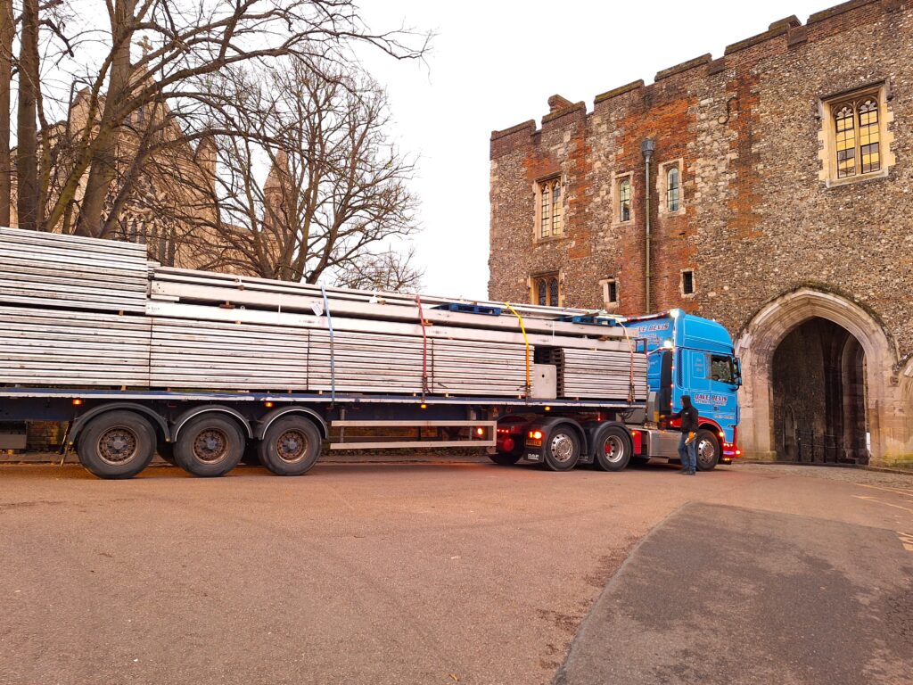 Truck movements at the Abbey Gateway.