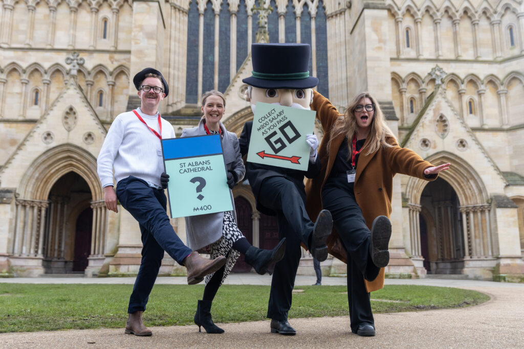 The launch of the St Albans edition of Monopoly at the Cathedral. Photo: Toby Shepheard