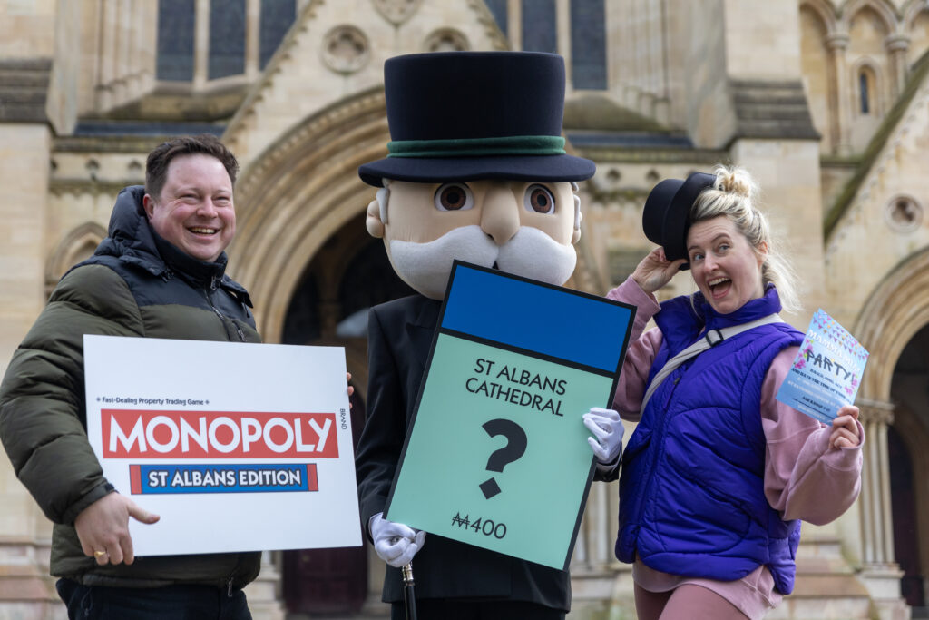The launch of the St Albans edition of Monopoly at the Cathedral. Photo: Toby Shepheard