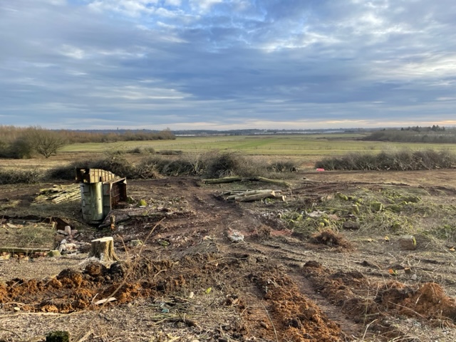 An image taken from the footpath from Burydell Lane to Hedges Farm. It shows the view looking south towards Radlett - this area will become warehouses . It also shows the area nearest the camera cleared off trees and hedges by Segro contractors.