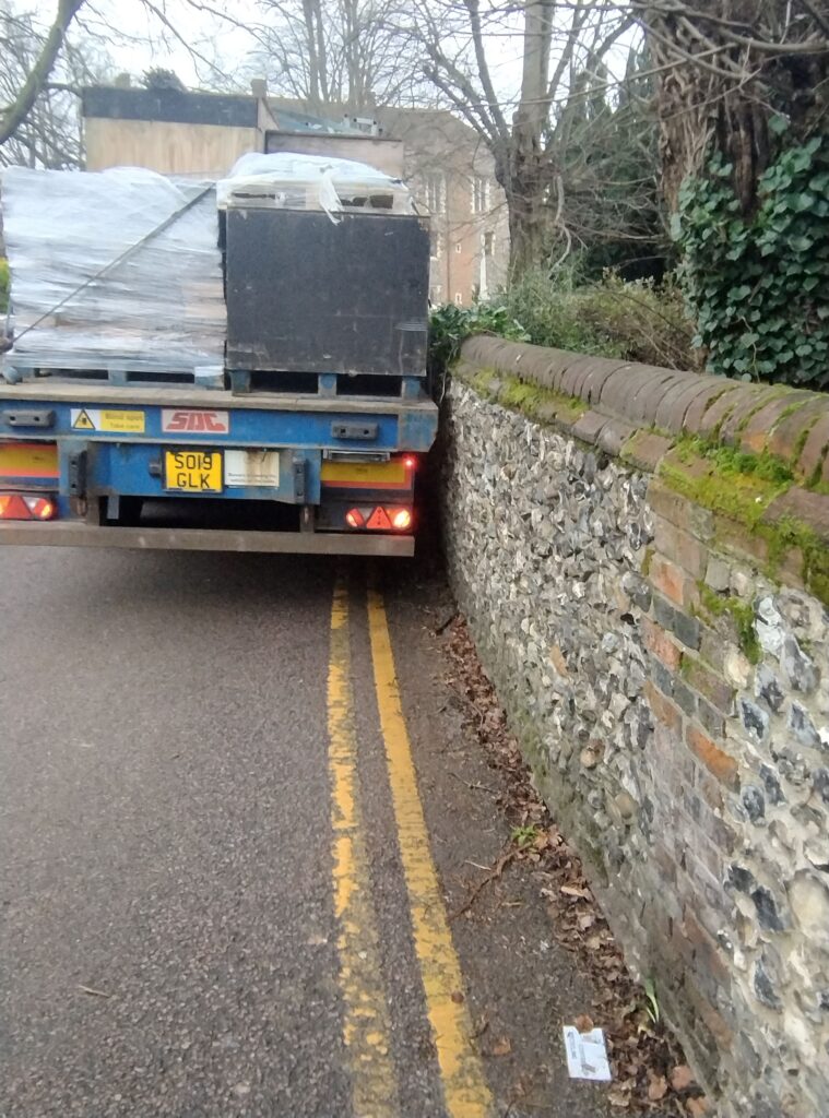 Truck movements at the Abbey Gateway.
