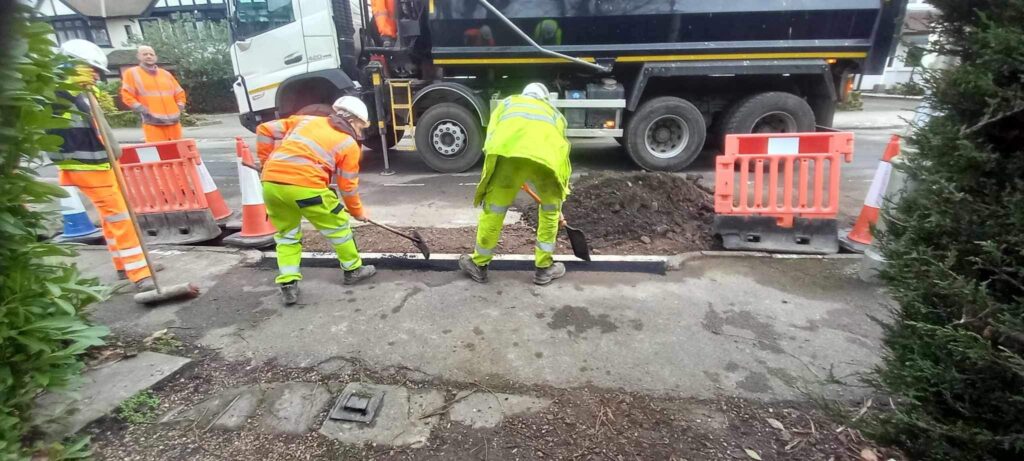 Historic setts are dug up in Park Avenue.