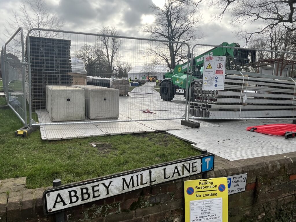 Work is underway constructing the graduation ceremonies marquees.