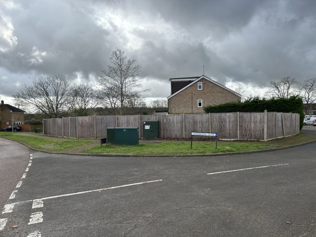 Windridge Close following the felling of the trees.