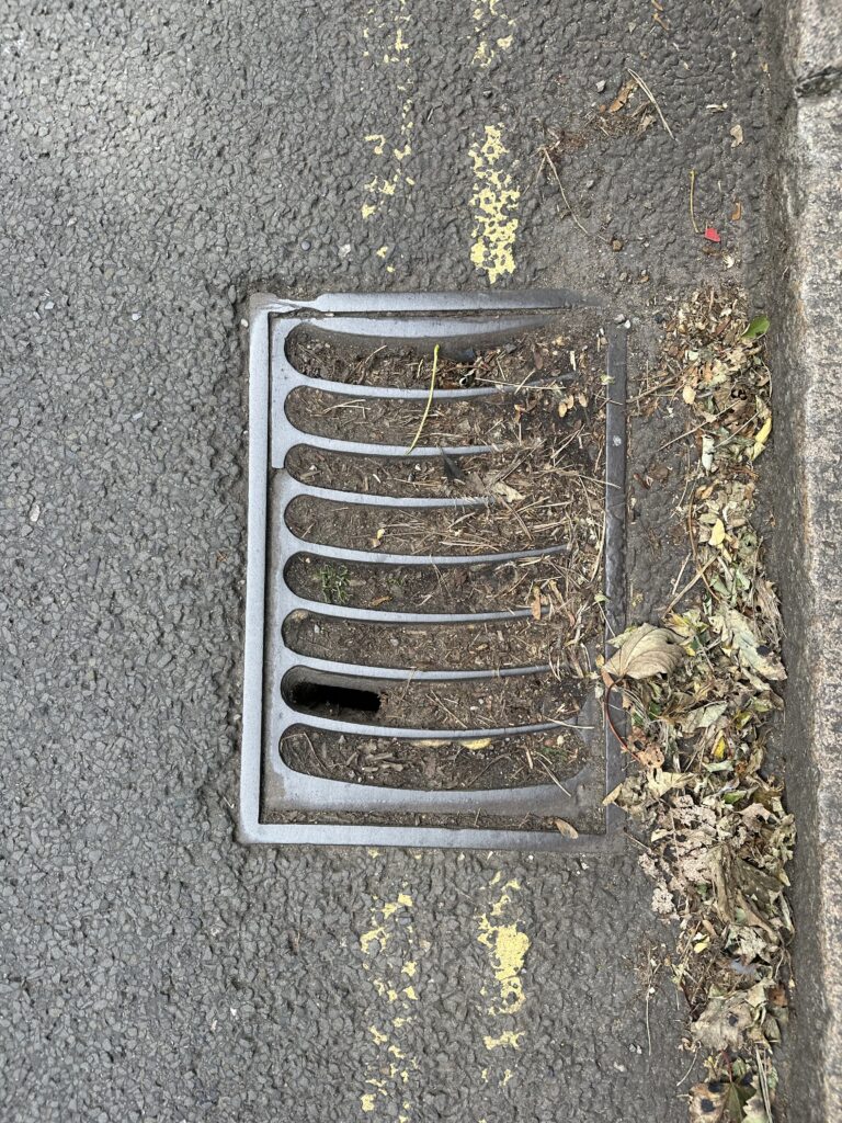 The blocked drain in Station Road.