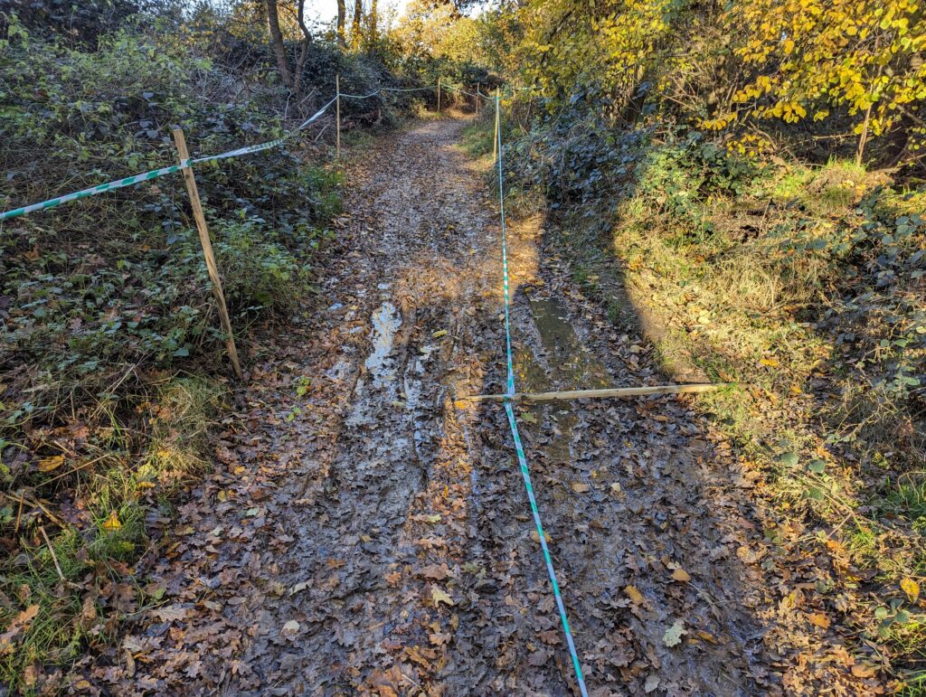 The condition of the woodland path in November 2023.