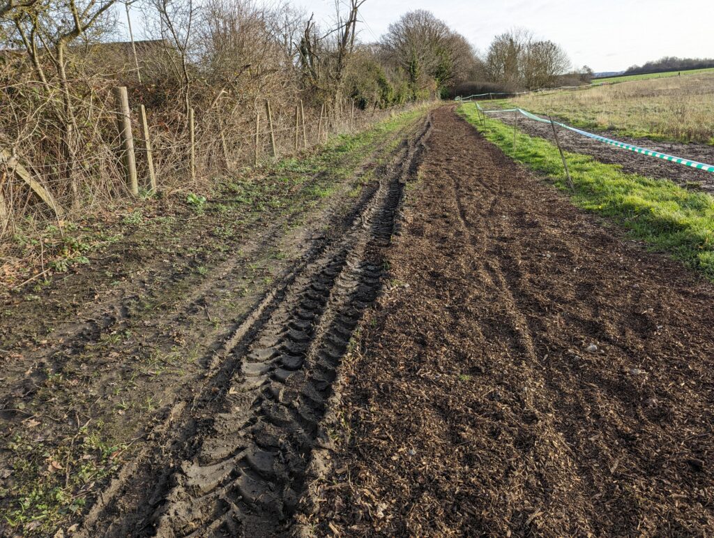 The alternative footpath at Oaklands College.