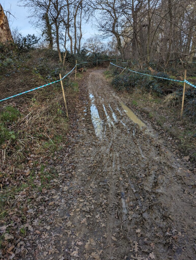 The alternative footpath at Oaklands College.