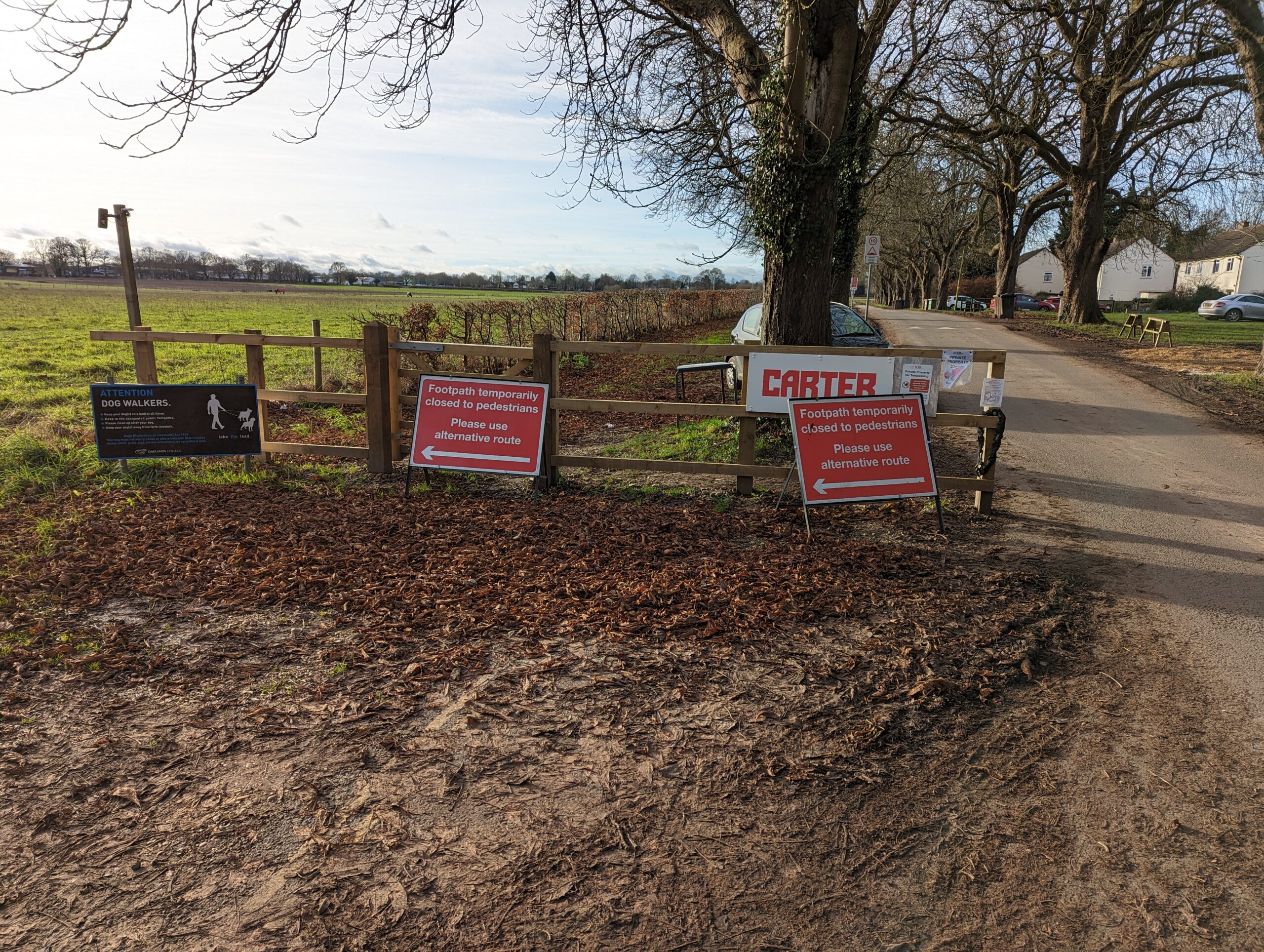 Signage at the East Drive entrance to Oaklands College in December.
