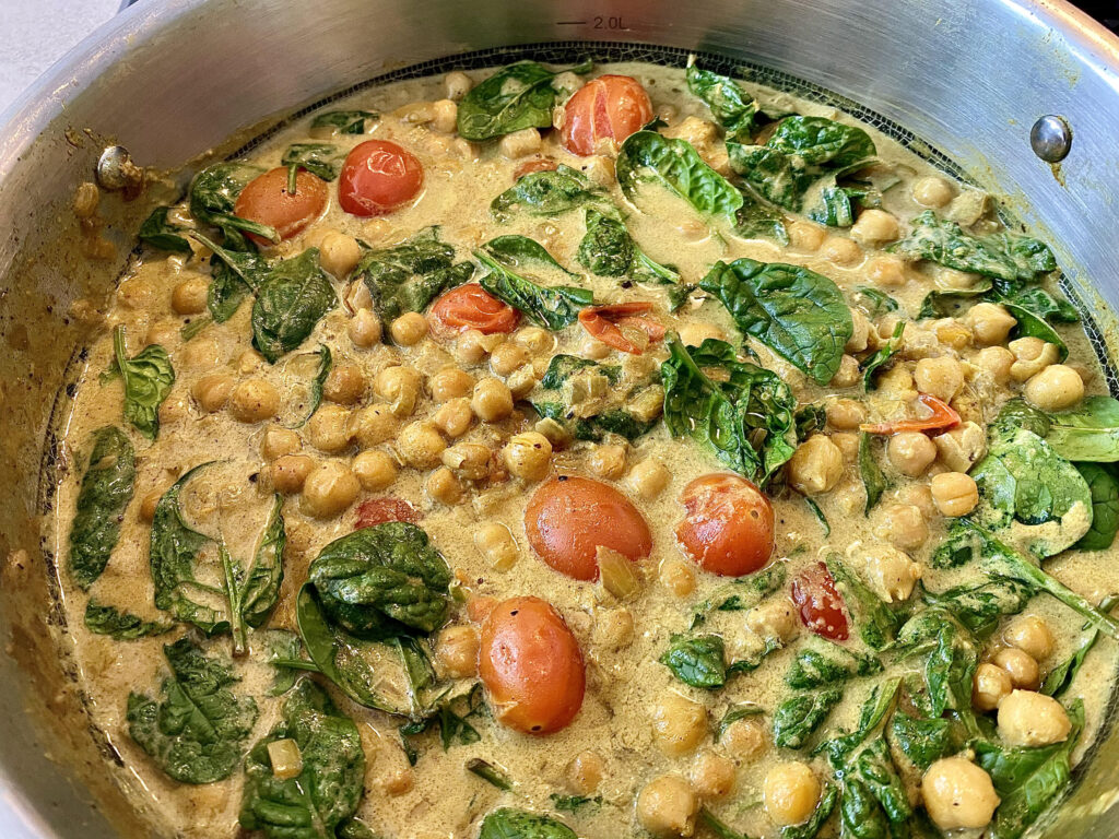 Chickpeas and spinach are a perfect combination.