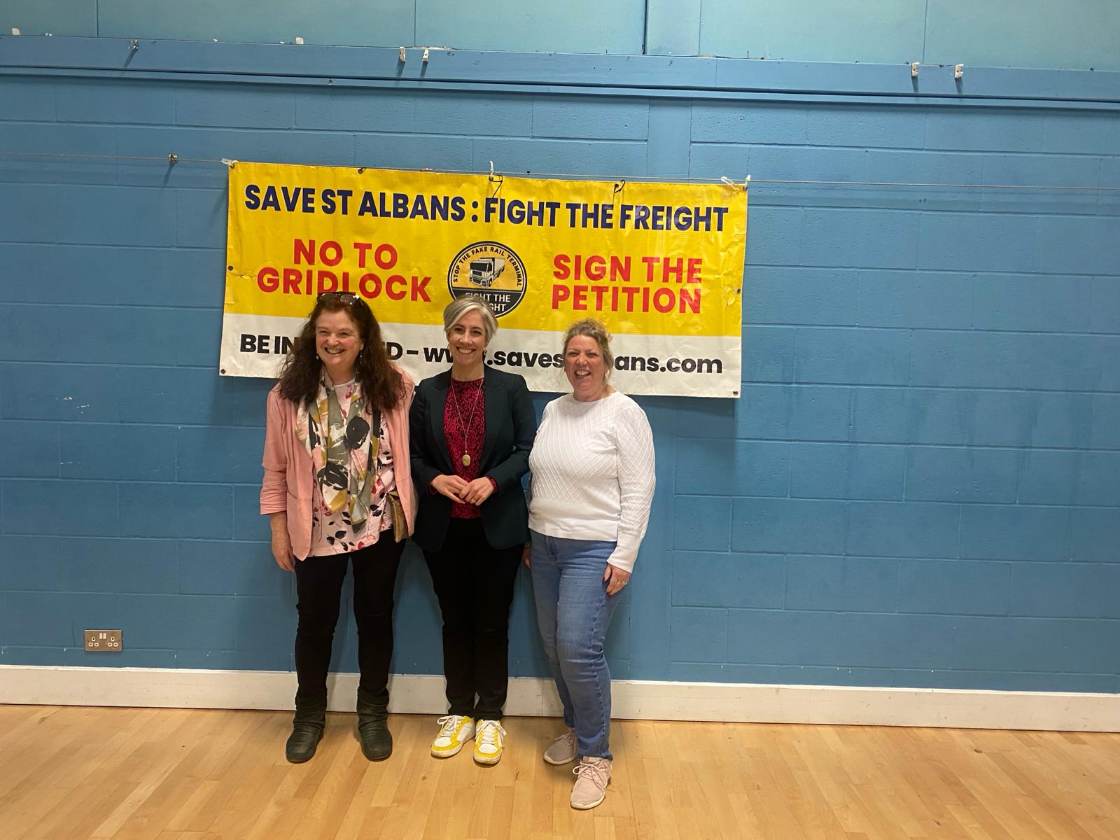 Daisy Cooper MP with Fight the Freight campaigners.