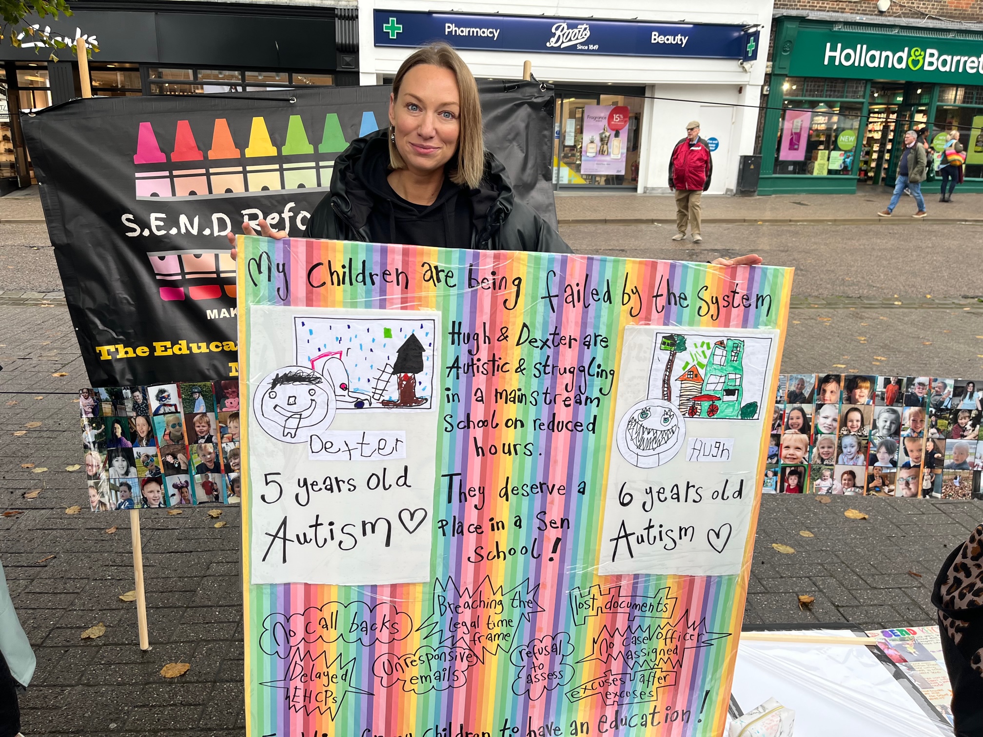 Zoe Traynor at a SEND protest in St Albans city centre.