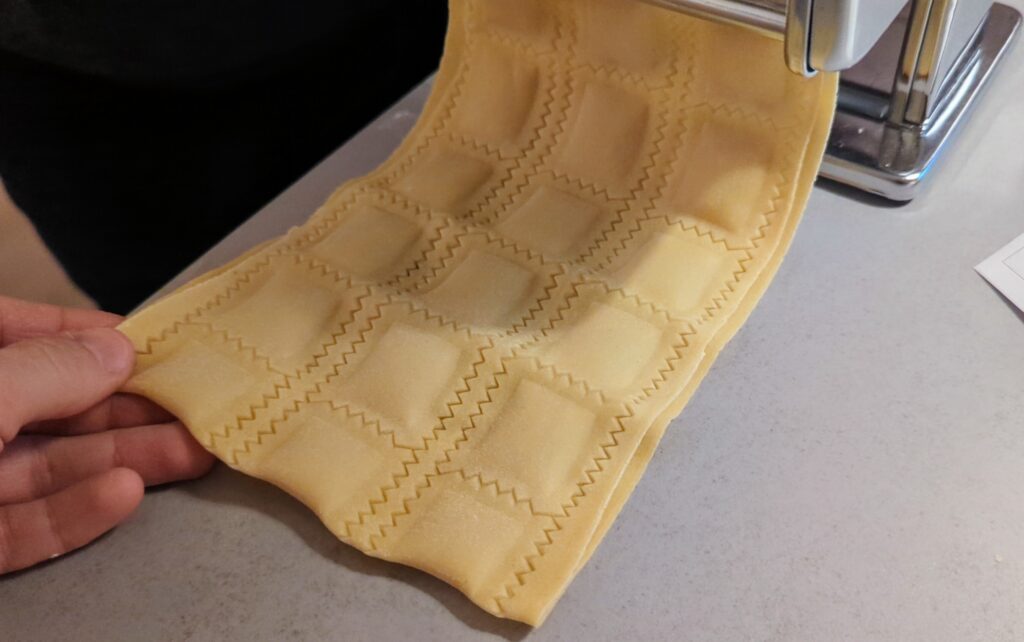 Crab meat ravioli.