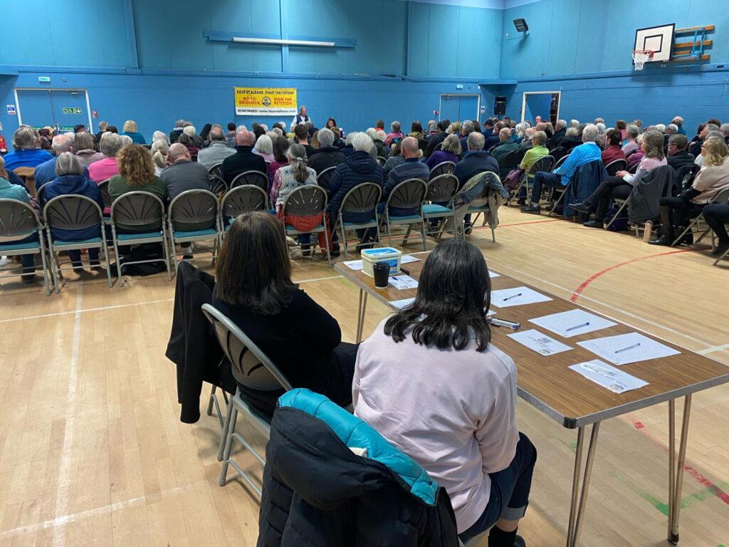 The public meeting at Greenwood Park Community Centre.