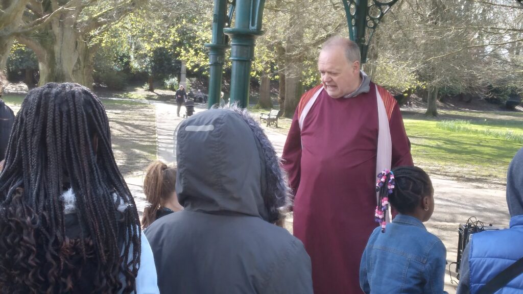 Members of St Paul’s retell the Easter story in Clarence Park.