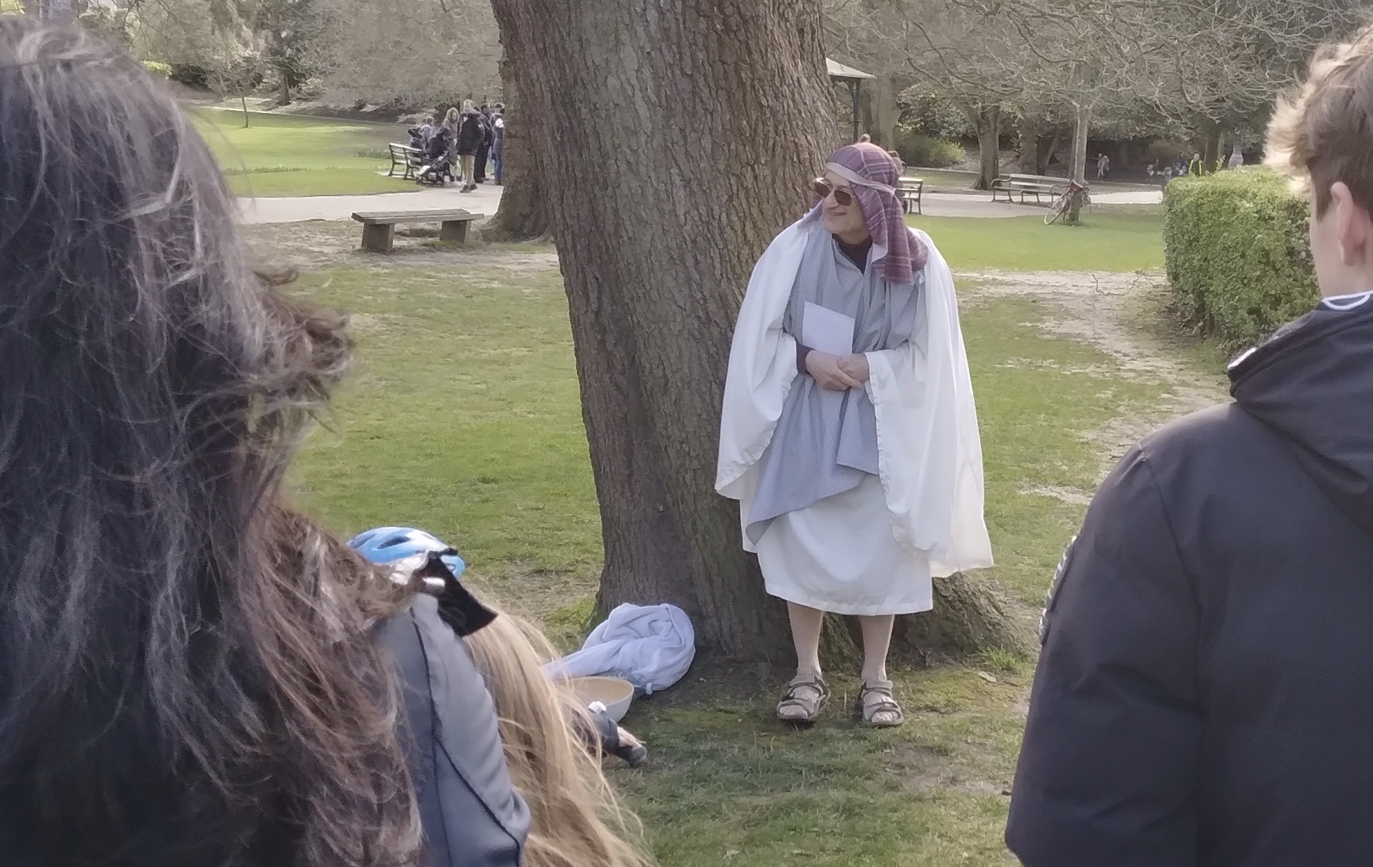 Members of St Paul’s retell the Easter story in Clarence Park.