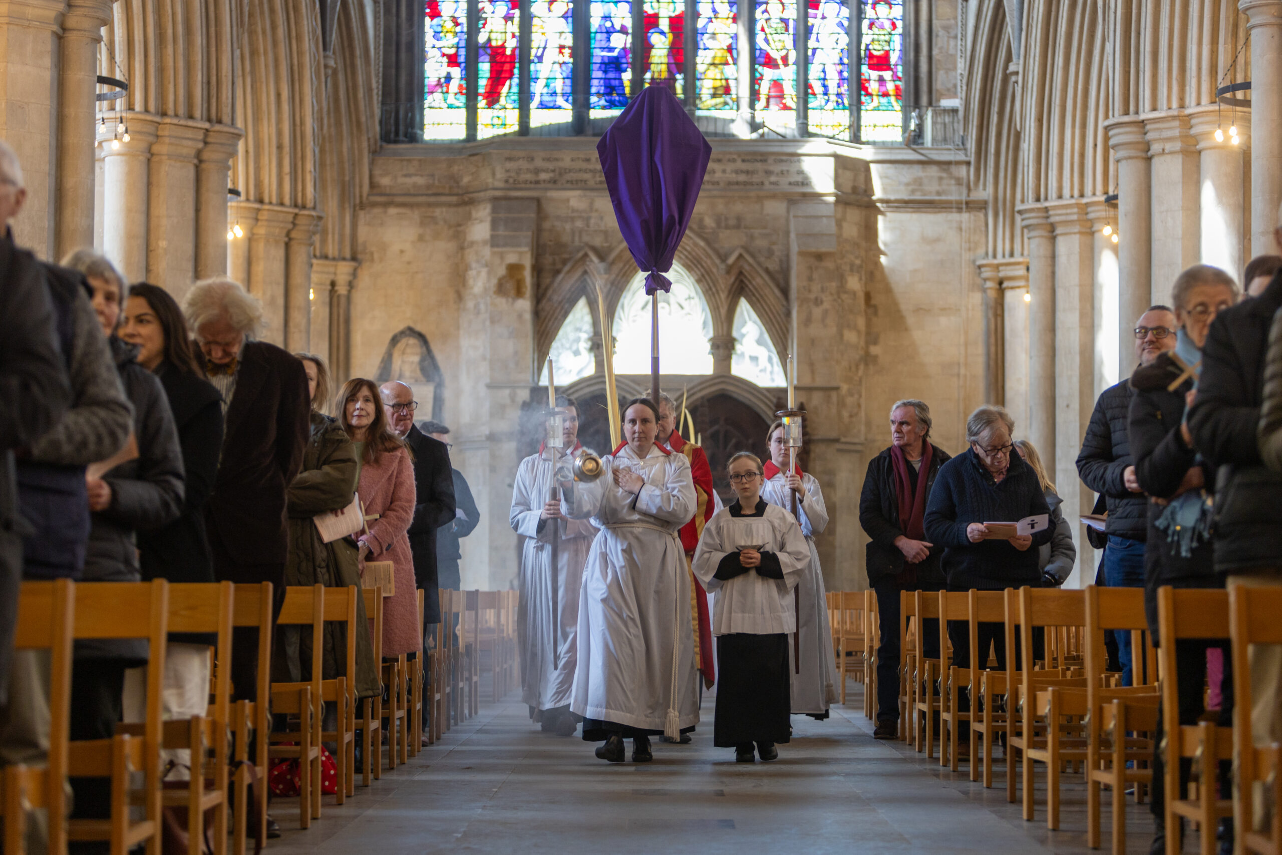 Palm Sunday at St Albans Cathedral. Photo: Toby Shepheard