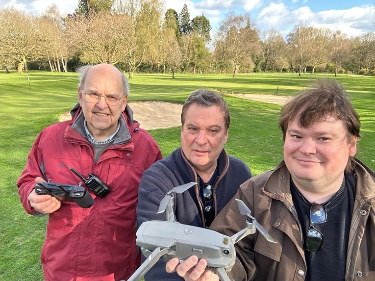 Peter Wilson, David Thomas, Dr Alexander Thomas with the drone.
