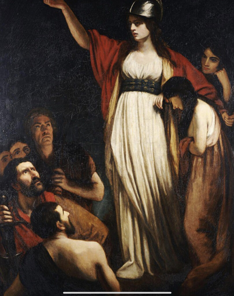 Boudicca haranguing the Britons. John Opie, 1780s. Public domain.