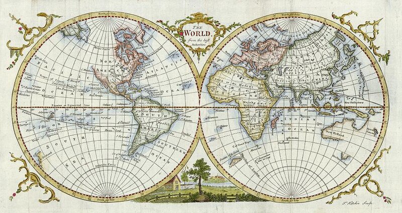 ';The World From the Best Authorities' engraved by Thomas Kitchin, published in William Guthrie's New Geographical Grammar, 1777