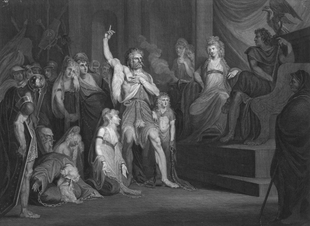Caractacus at Tribunal of Claudius in Rome. 1792. Public domain