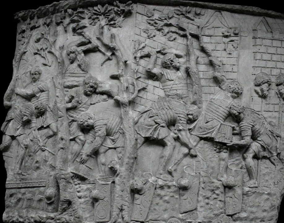 Roman legionnaires building a road. From Trajan’s Column, Rome. Public domain.