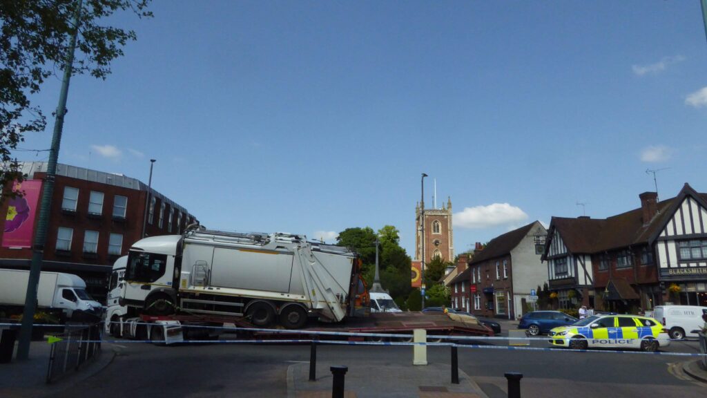 The accident in St Peter's Street. Photo: Grae Wall
