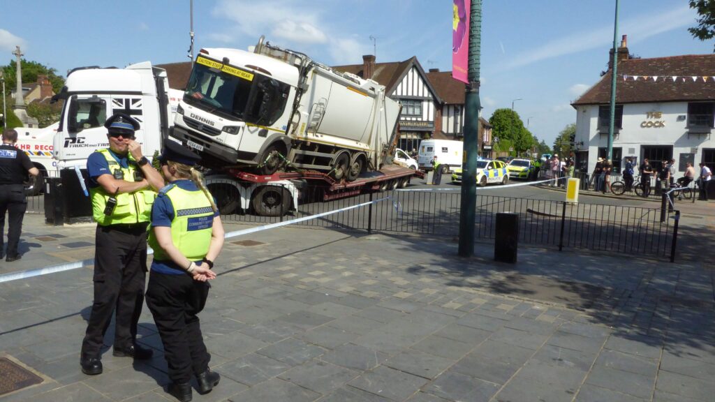 The accident in St Peter's Street. Photo: Grae Wall