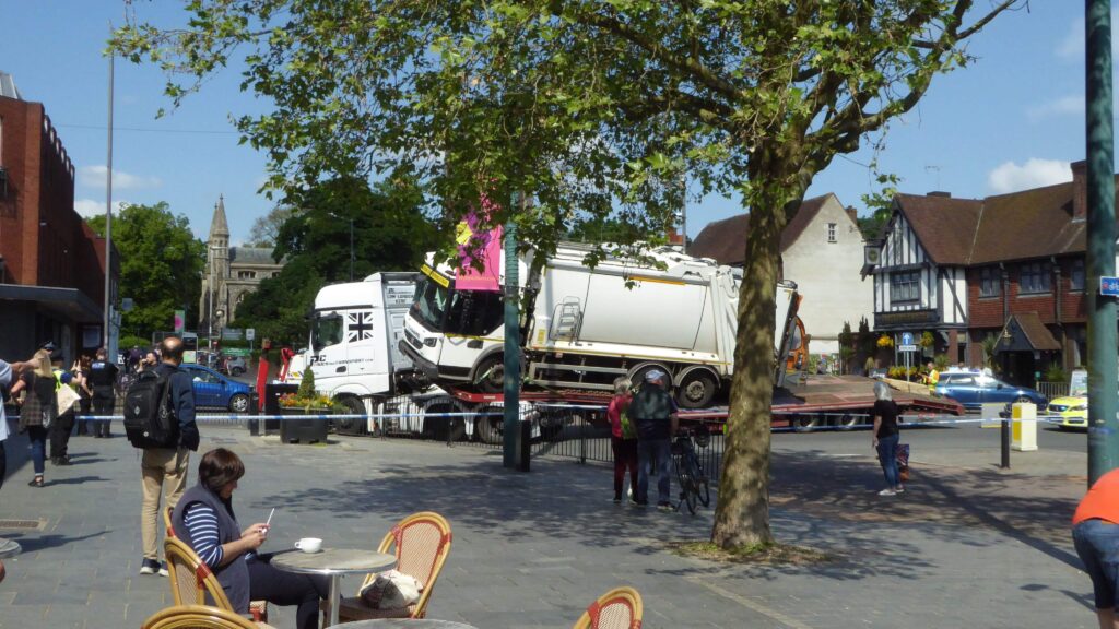 The accident in St Peter's Street. Photo: Grae Wall