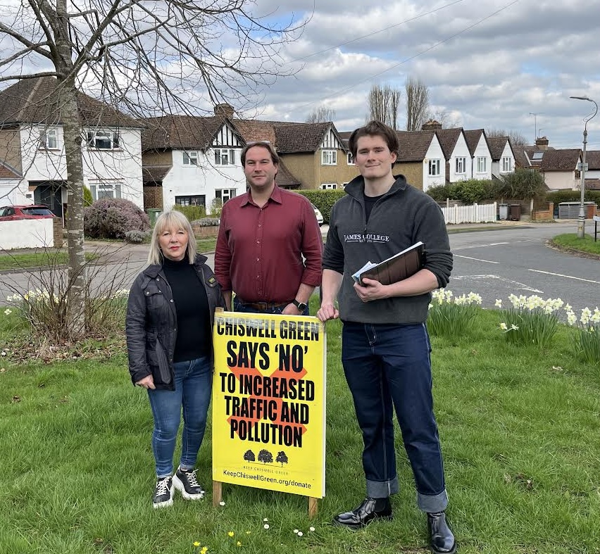 James Cook lives and works in St. Albans and is seen here with Conservative prospective Parliamentary candidate James Spencer (centre) and county councillor Stella Nash.