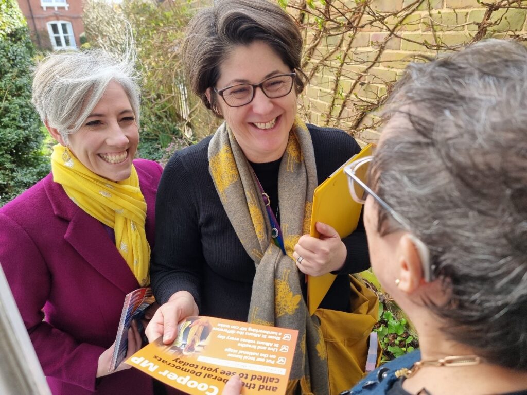 Daisy on the campaign trail with Joanna Meaden