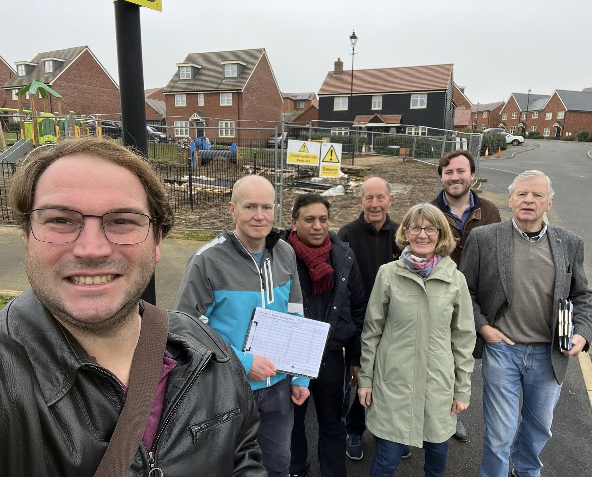 Frances Leonard (centre) with James Spencer and fellow campaigners on Oaklands Grange development