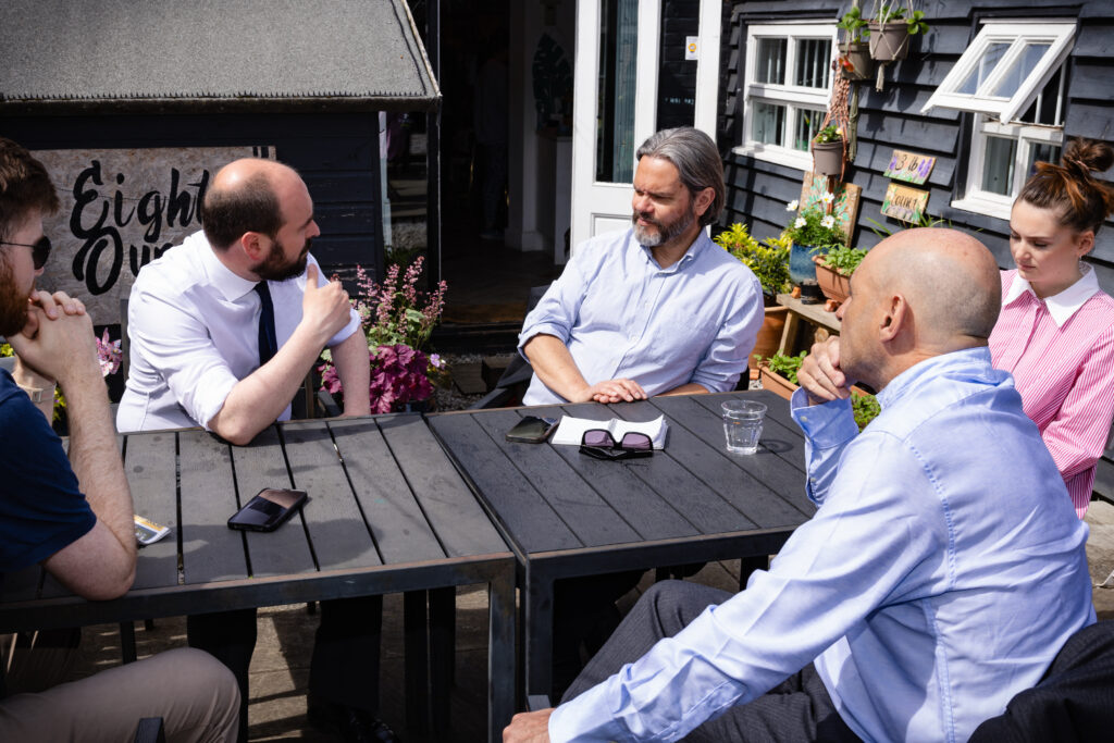 Matt Adams interviews Richard Holden. Photo: Penny Bird
