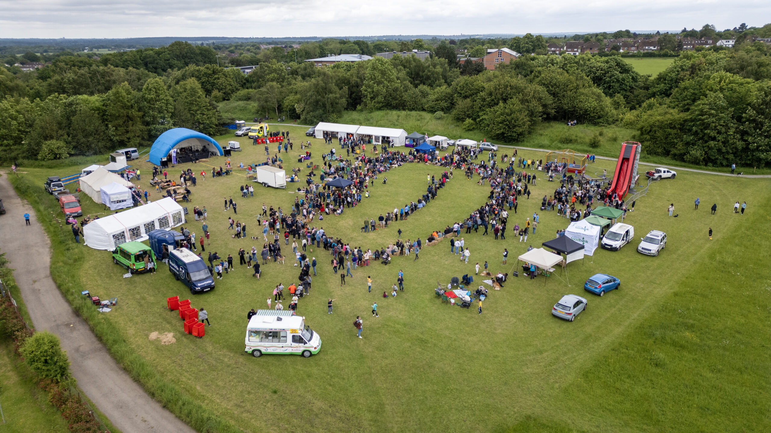 Aerial view of the Jersey Farm Summer Festival. Photo: David Barker