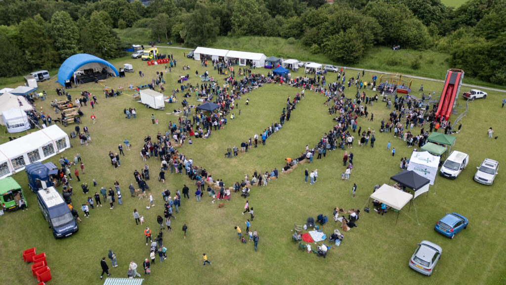 Aerial view of the Jersey Farm Summer Festival. Photo: David Barker
