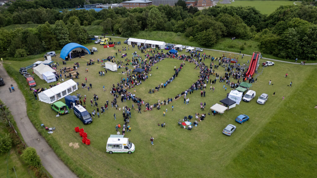 Aerial view of the Jersey Farm Summer Festival. Photo: David Barker