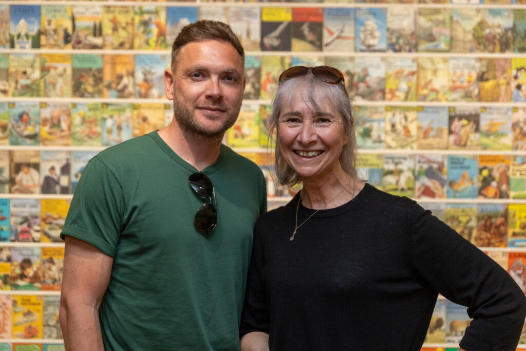 Asa Cook with Helen Day at the Ladybird Books exhibition. Photo: Toby Shepheard.