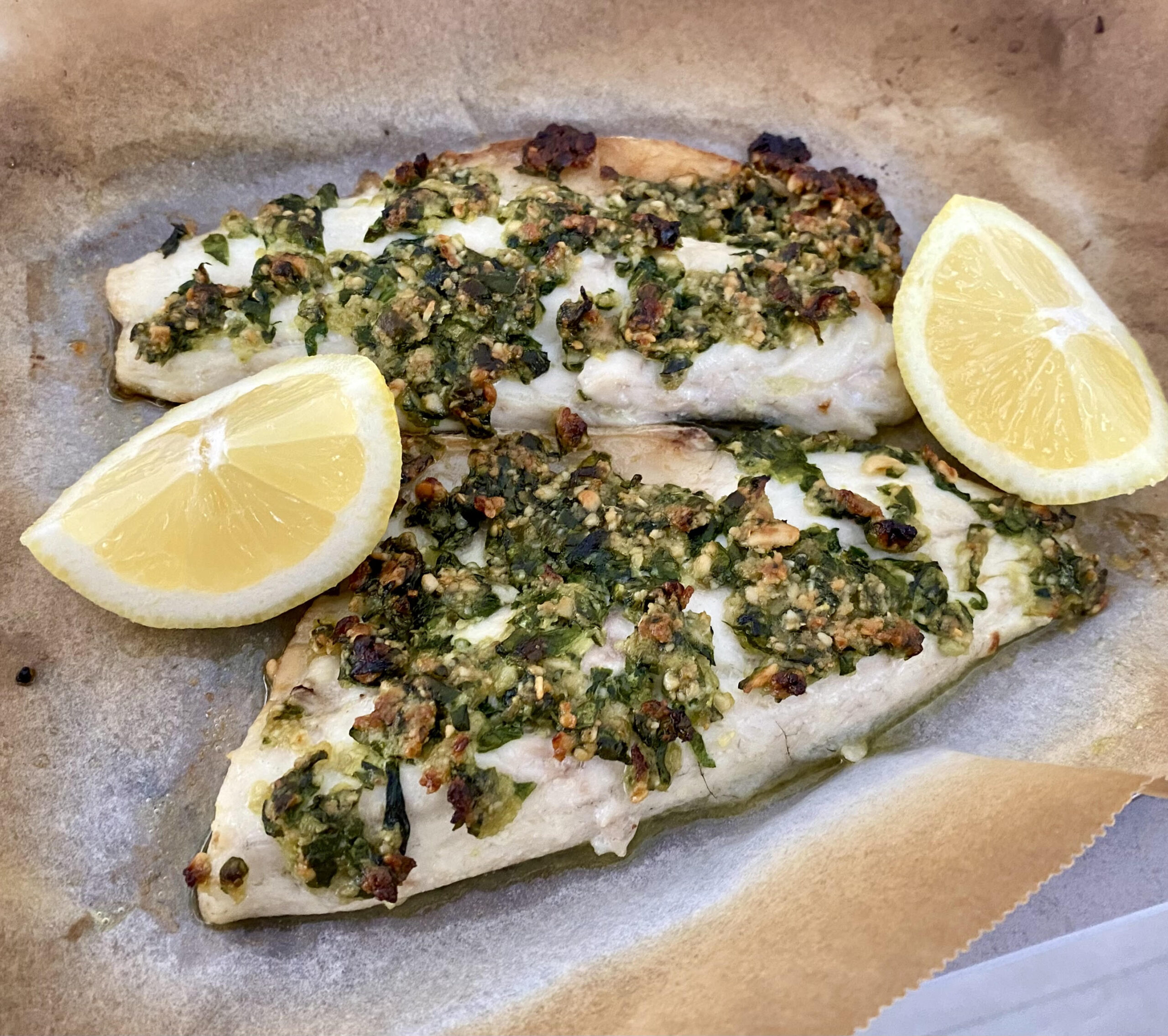 Sea bass with gremolata