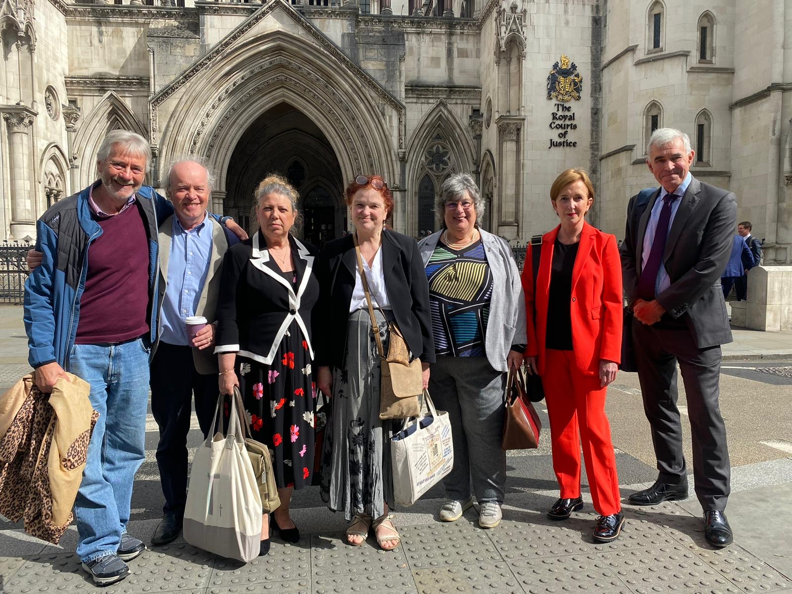 Rail freight campaigners at the High Court.