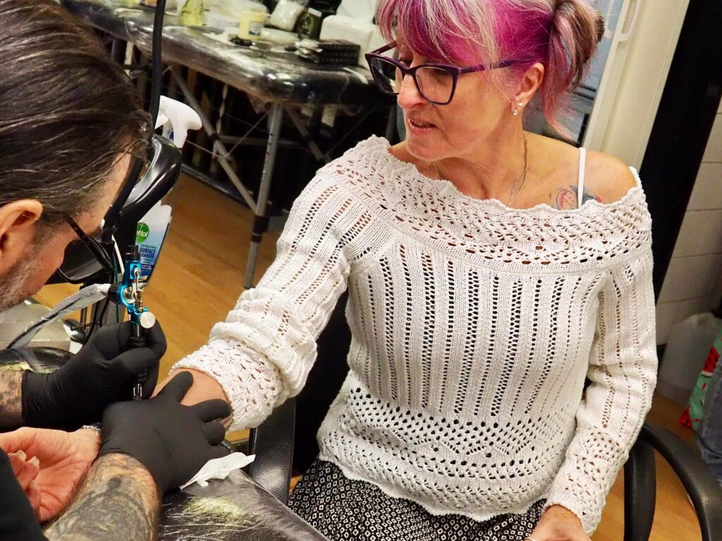 The Stop and Talk tattoo initiative at Pure Colours studio in Hatfield Road.