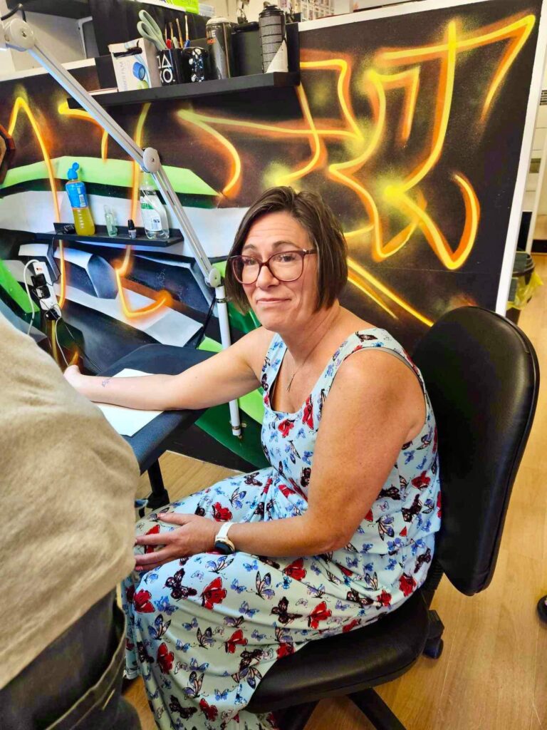 The Stop and Talk tattoo initiative at Pure Colours studio in Hatfield Road.