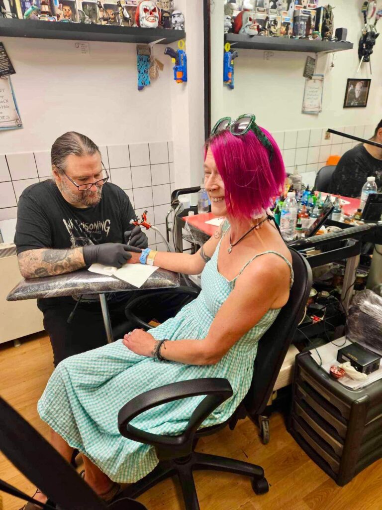 The Stop and Talk tattoo initiative at Pure Colours studio in Hatfield Road.